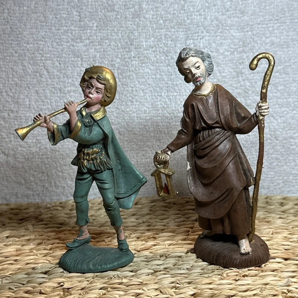 Vintage Shepherd Lantern Musician Nativity Figures Christmas Italy‎ Nativity